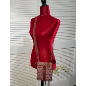 Vintage Coach Signature Canvas Women's Swingpack Crossbody Burgundy 1015